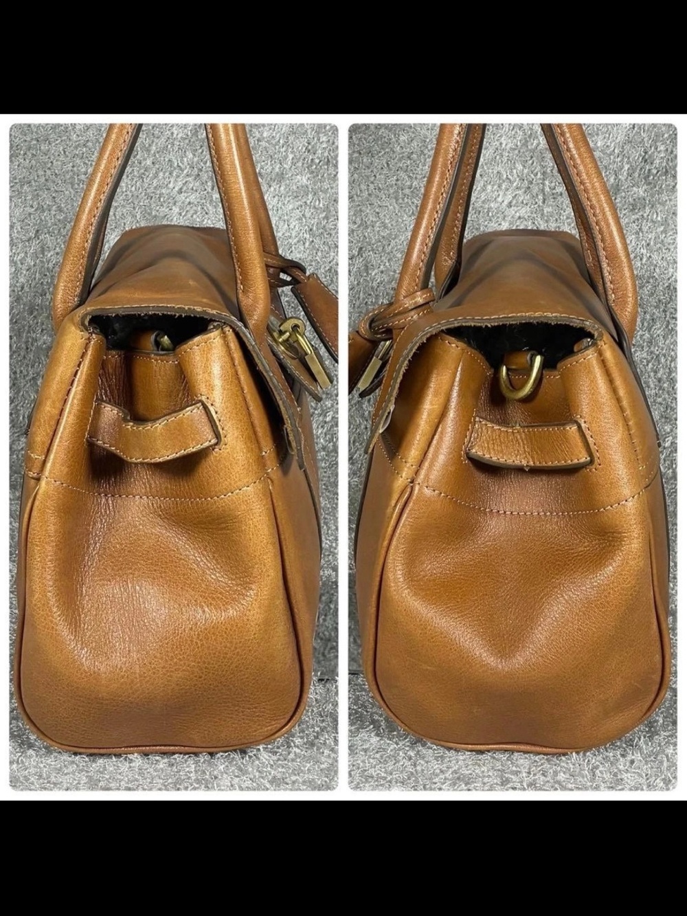Mulberry Brown Leather Satchel with Gold Hardware - Picture 4 of 16